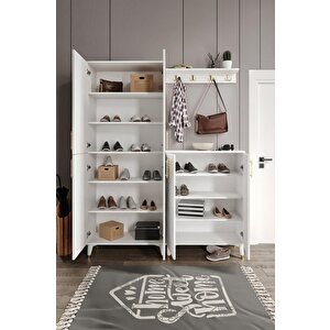 Panjurlu Metal Kulp Prt6190 Portmanto Vestiyer Beyaz Gold