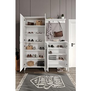 Panjurlu Metal Kulp Prt6190 Portmanto Vestiyer Beyaz Gümüş
