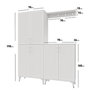 Panjurlu Metal Kulp Prt6190 Portmanto Vestiyer Beyaz Gümüş