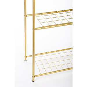 Gold Çift Raflı Metal Ayaklı Askılık Çift Raflı Gold Ayaklı Elbise Askılığı Konfeksiyon Askılığı