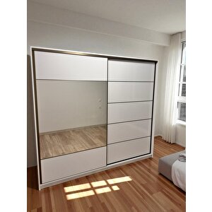 Toprak Sürgülü Dolap Gardırop 200 Cm  - Montaj Dahil-byz