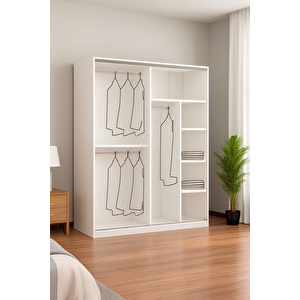 Derin Sürgülü Dolap Gardırop 160 Cm  - Montaj Dahil-byz