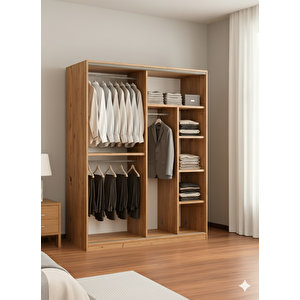 Toprak Sürgülü Dolap Gardırop 200 Cm  - Montaj Dahil-aç