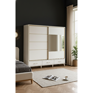 Güneş Sürgülü Dolap Gardırop 200 Cm  - Montaj Dahil-byz