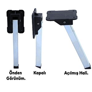 Sofra Ayağı 25 Cm Metal 4 Adet Plastik Siyah Taban Katlanır Yer Sofrası Sini Altı Mobilya Ayak Masa