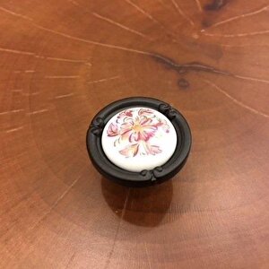 Narin Porselen Siyah Pembe Çekmece Kapak Kulpu (2 Adet) 128mm