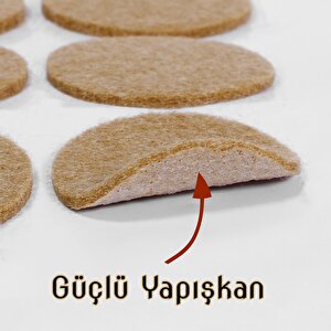 Yapışkanlı Zemin Koruyucu Keçe 50 Mm (8'li Paket) Masa Sandalye Mobilya Koltuk Ayak Keçesi Yuvarlak