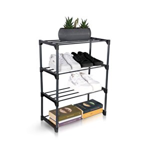 Teno Çok Amaçlı Raf - 4 Katlı Metal Ayakkabılık - Organizer - Kitaplık - Kurutmalık - Düzenleyici - Çiçeklik