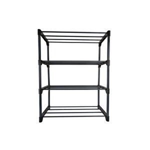 Asvera Teno Çok Amaçlı Raf - 4 Katlı Metal Ayakkabılık - Organizer - Kitaplık - Kurutmalık - Düzenleyici - Çiçeklik