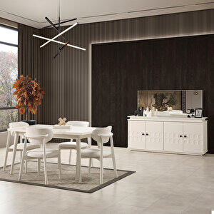 Petek Modern 4 Sandalyeli Açılır Masalı Yemek Odası Takımı