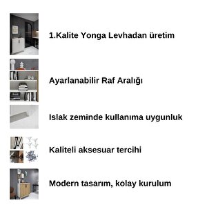 Erc Zula Çok Amaçlı Dolap, Ayakkabılık, Kitaplık Safir Meşe İçten Kapak