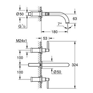 Atrio Üç Delikli Lavabo Bataryası 1/2" M-boyut - 20662gl0