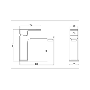 Kare Lavabo Bataryası Sıcak-soğuk Girişli Krom