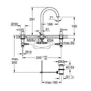 Atrio Üç Delikli Lavabo Bataryası 1/2" L-boyut - 20649000