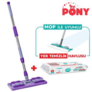 Mandallı Mop + Yer Temizlik Havlusu Hediyeli Microfiber Yüzey Set Paspas Duvar Cam Kıskaçlı Klipsli