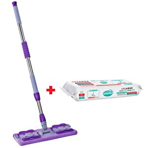 Mandallı Mop + Yer Temizlik Havlusu Hediyeli Microfiber Yüzey Set Paspas Duvar Cam Kıskaçlı Klipsli