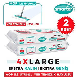 2 Adet Yer Temizlik Havlusu Bezi 4xl Mopa Uyumlu Yüzey Beyaz Sabun Kokulu Sirke Ve Karbonat Katkılı 60 Yaprak
