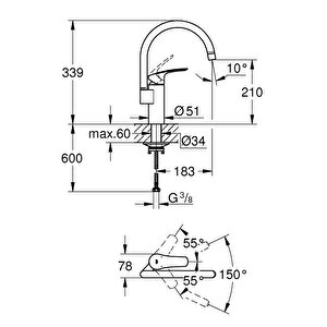 Grohe Eurosmart Eviye Bataryası Mat Siyah - 332022433