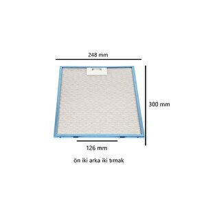 Universal Aspiratör & Davlumbaz Tel Filtresi 248 Mm X 300 Mm Çift Tırnaklı