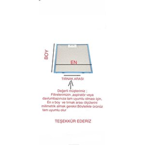 20,5 X47,4 Cm Ankastre Aspiratör Davlumbaz Alüminyum Yağ Filtresi 2 Adet Set