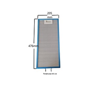 Aspiratör & Davlumbaz Alüminyum Filtresi - 205 X 476 Mm Tırnak Arası 4.5 Cm