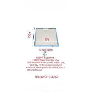 25x30 Cm Tırnaklı Arçelik Ankastre Aspiratör Davlumbaz Alüminyum Yağ Filtresi