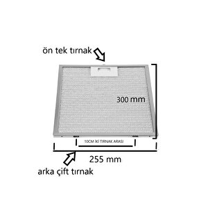 Arçelik P 27 Yi Ankastre Uyumlu Aspiratör & Davlumbaz Tel Filtresi 255 Mm X 300 Mm Tek Tırnaklı
