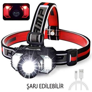 Şarjlı Kafa Lambası Type-c Şarj Beyaz Işık Kırmızı Sos Işık Su Geçirmez 1800 Mah 800 Lümen