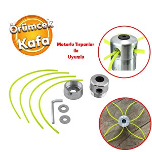 Motorlu Tırpan Çim Biçme Örümcek Kafa Misina İpi Yedeği Tan Tırpan Uyumlu Metal Aluminyum