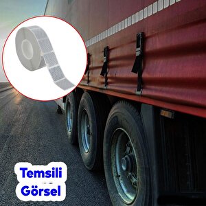 Tüvtürk Onaylı 1 Metre Beyaz Parçalı Reflektörlü Reflektif Fosforlu Şerit Bant Kesikli İkaz Bandı