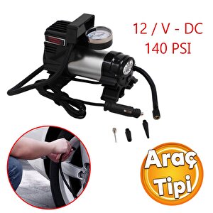 Araç Tipi Çakmaklık Metal Hava Kompresörü Araba Otomobil Oto Bisiklet Teker Lastik Top Şişirme 12 V