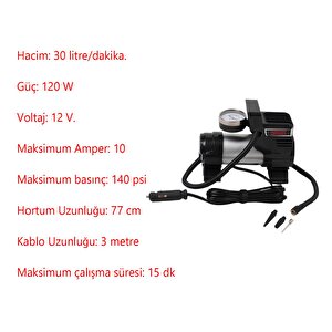 Araç Tipi Çakmaklık Metal Hava Kompresörü Araba Otomobil Oto Bisiklet Teker Lastik Top Şişirme 12 V