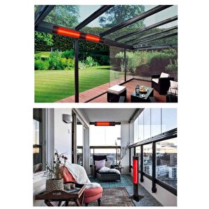 Halogen Black Twin 1500+1500=3000 Watt Dış Mekan Isıtıcı Balkon Teras Cafe