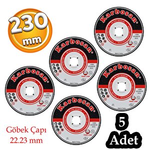 Karbosan Metal Kesici Taş 5 Adet Disk Taşlama Spiral Demir Kesme Diski 230x3.0x22.23 Mm