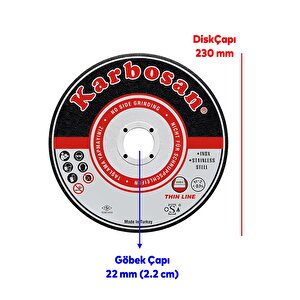 Karbosan Metal Kesici Taş 5 Adet Disk Taşlama Spiral Demir Kesme Diski 230x3.0x22.23 Mm