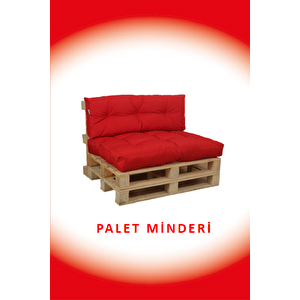 İç Ve Dış Mekan Palet Minderi, Balkon Minderi, Oturma Ve Yer Minderi 2 Li Kırmızı Kırmızı