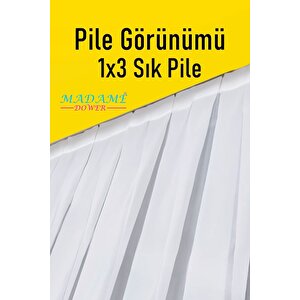 Silk Beyaz İpek Tül Perde 1x3 Sık Pile - Extra Gramajlı - Kırışmaz Ütü Gerektirmez