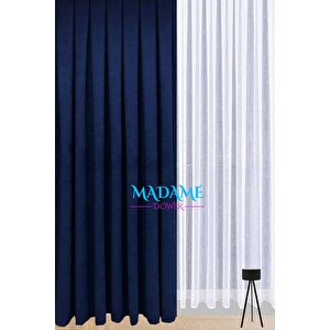 Butterfly Soyut Temalı Saks Mavi Fon Perde - 1x3 Sık Pile - Sade Tasarım Fonluk Perde 110x260 cm