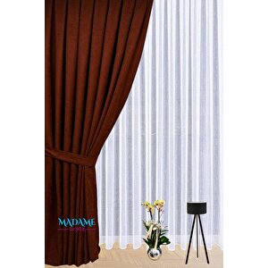 Butterfly Kiremit Soyut Sade Fon Perde  - 1x2 Pileli - Sade Tasarım Fonluk Perde 90x220 cm