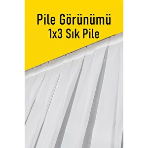 Silk Ekru İpek Tül Perde 1x3 Sık Pile - Extra Gramajlı - Kırışmaz Ütü Gerektirmez