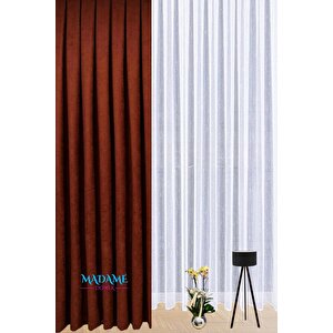 Butterfly Kiremit Soyut Sade Fon Perde  - 1x3 Sık Pileli - Sade Tasarım Fonluk Perde 105x250 cm