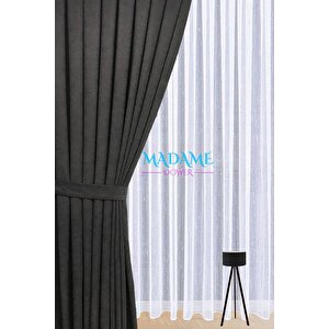 Butterfly Soyut Temalı Antrasit Fon Perde - 1x3 Sık Pileli - Sade Tasarım Fonluk Perde 130x270 cm