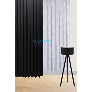 Butterfly Soyut Temalı Siyah Fon Perde - 1x3 Sık Pileli- Sade Tasarım Fonluk Perde 80x240 cm