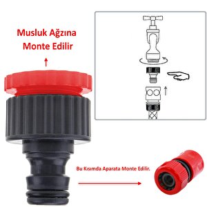 Hortum Sprey Sulama Tabancası Başlığı Seti 4 Parça Bahçe Çeşme Musluk Bağlantı Adaptörü Aparatı