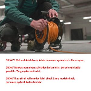 Plastik Makaralı Seyyar Cca Kablo 4 Prizli Monofaze Uzatma Kablosu 3x2.5 Mm Ttr Kablo 50 Metre