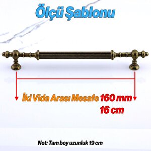 Kader Eskitme Antik Sarı Metal Kulp 160 Mm - 16 Cm Mobilya Mutfak Dolabı Dolap Kulpları Çekme Kulbu