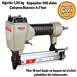 Çivi Tabancası Döşeme Tabancası Hafif Başlı Havalı Çivi Çakma 10-32 Mm