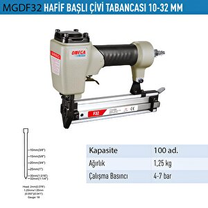 Çivi Tabancası Döşeme Tabancası Hafif Başlı Havalı Çivi Çakma 10-32 Mm