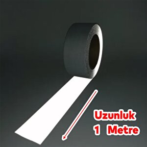 Düz Desensiz En 7.5 Cm 1 Mt İkaz Bandı Reflektif Metalize Gri Renk Gece Parlayan Reflektörlü Bant