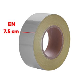 Düz Desensiz En 7.5 Cm 1 Mt İkaz Bandı Reflektif Metalize Gri Renk Gece Parlayan Reflektörlü Bant